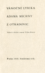 kniha Vánoční lyrika Adama Michny z Otradovic (1936)
